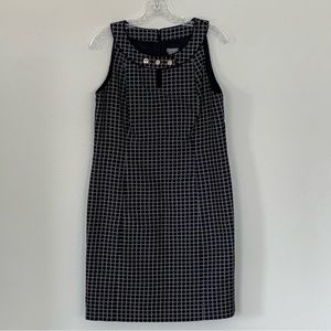 Ann Taylor Sleeveless High Neck Dress Silk Blend size 12 Lined Keyhole Navy
